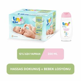 Uni Baby 12x52'li Hassas Dukunuş Bebek Islak Mendili