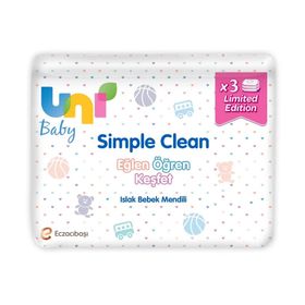 Uni Baby 3'lü Simple Clean Islak Bebek Mendili