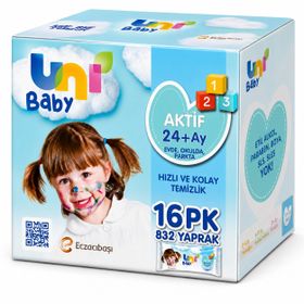 Uni Baby Aktif 16x52 832 Yaprak Islak Havlu Mendil