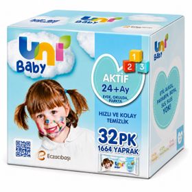 Uni Baby Aktif 32x52 1664 Yaprak Islak Havlu Mendil