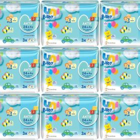 Uni Baby Aktif Oyna Öğren 52 Yaprak 27'li Set 1404 Yaprak 9PKx3 Islak Havlu