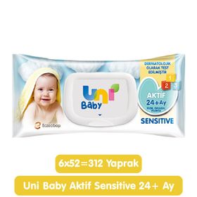 Uni Baby Aktif Sensitive 6x52 Adet Islak Mendil