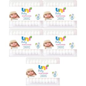 Uni Baby Bebekler İçin Emniyetli 60x5 Adet Kulak Temizleme Çubuğu