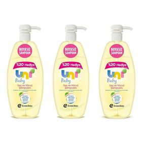 Uni Baby Boyasız Pompalı 3x900 ml Bebek Şampuanı