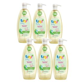 Uni Baby Boyasız Pompalı 6x900 ml Bebek Şampuanı