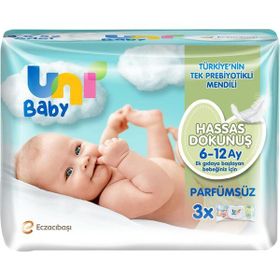 Uni Baby Hassas Dokunuş 156 Yaprak Parfümsüz 3x52 Beyaz Islak Mendil