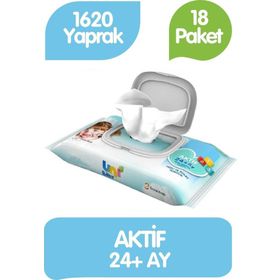 Uni Baby Kapaklı 90'lı 18 Paket 1620 Yaprak Islak Havlu