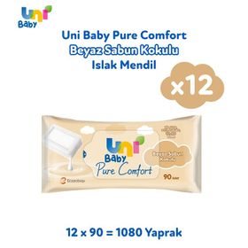 Uni Baby Pure Comfort Beyaz Sabun Kokulu 90x12'li 1080 Yaprak Islak Mendil