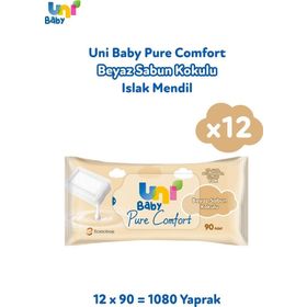 Uni Baby Pure Comfort Beyaz Sabun Kokulu 90x12'li 1080 Yaprak Islak Mendil