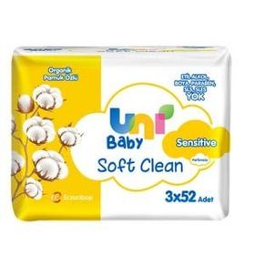 Uni Baby Soft Clean Organik Pamuk Özlü 3x52 Bebek Islak Mendil