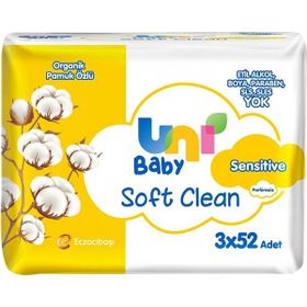 Uni Baby Soft Clean Organik Pamuk Özlü 3x52 Bebek Islak Mendil