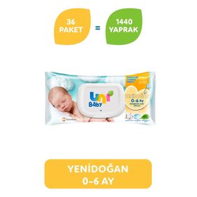 Uni Baby Yenidoğan 36 lı 1440 Yaprak Islak Mendil