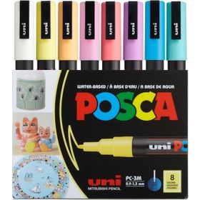 Uni PC-3M/8C SC Posca 0.9-1.3 mm 8'li Soft Color Su Bazlı Marker Seti