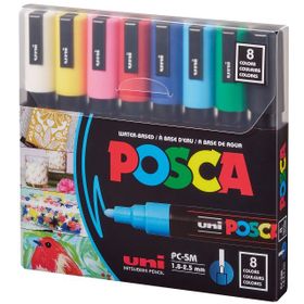 Uni PC-5M/8C Posca 1.8-2.5 Su Bazlı Ana Renk 8'li Poster Markörü