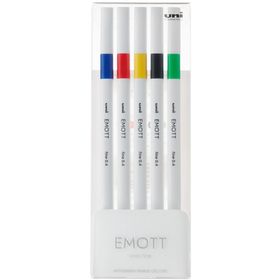 Uni PEM-SY/5C.01 0.4 Canlı Renkler 5 Adet Emott Fineliner Kalem Set
