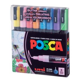 Uni Posca 0.9-1.3 Su Bazlı Simli 8'li Poster Markörü