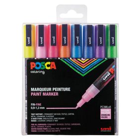 Uni Posca 0.9-1.3 Su Bazlı Simli 8'li Poster Markörü