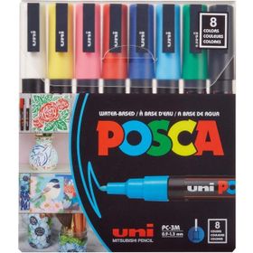 Uni POSCA PC-3M/8C 0.9-1.3 Su Bazlı 8'li Poster Markörü Set