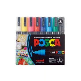 Uni POSCA PC-5M 8’li Ana Renkler Marker Seti