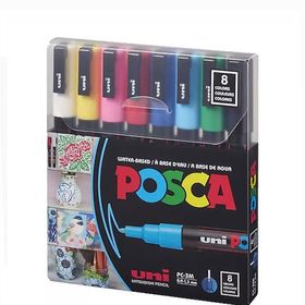 Uni Uni Posca PC-3M (0,9-1,3mm) 8li Set Ana Renkler