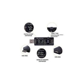 Unichrome Led Ekranlı Usb Voltmetre Ampermetre Usb Şarj Kapasitesi Test Cihazı