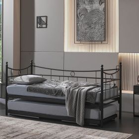 Unimet 90x200 cm Daily Daybed Metal Yavrulu Siyah Karyola