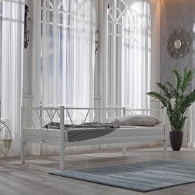 Unimet Alchera 90x190 cm Beyaz Daybed Tek Kişilik Metal Karyola