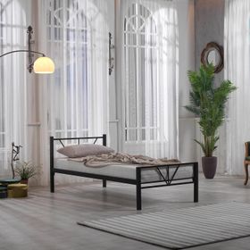 Unimet Alchera 90x200 cm Siyah Daybed Tek Kişilik Metal Karyola