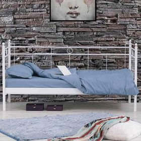 Unimet Alpas Daybed 90x200 cm Beyaz Tek Kişilik Metal Karyola