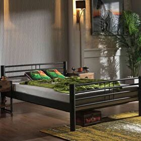 Unimet Asos Siyah 160x200 cm Çift Kişilik Ferforje Metal Karyola