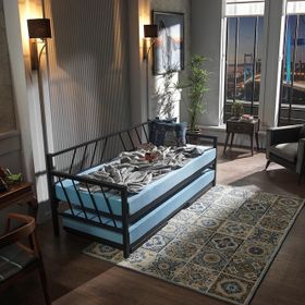 Unimet Glory Yavrulu Daybed Siyah Tek-Çift Kişilik Metal Karyola