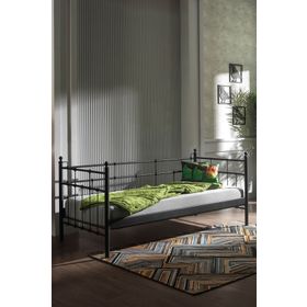 Unimet Lalas Daybed 90x200 cm Siyah Tek Kişilik Metal Karyola