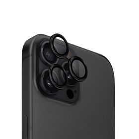 Uniq iPhone 16 Pro-16 Pro Max Optix Alüminyum Siyah Kamera Lens Koruyucu