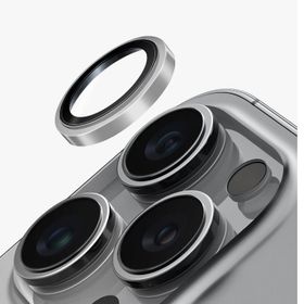 Uniq iPhone 16 Pro - 16 Pro Max Optix Çelik Çerçeveli Sapphire Gümüş Kamera Lens Koruyucu