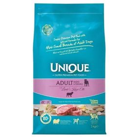 Unique Kuzu Etli 3 kg Küçük Irk Düşük Tahıllı Yetişkin Köpek Maması