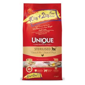 Unique Tavuklu Düşük Tahıllı Kısırlaştırılmış 10+2 kg Kedi Maması