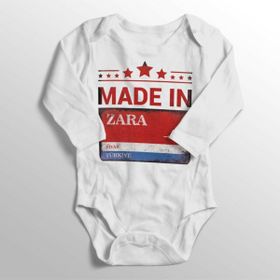 Unisex Bebek Beyaz Sivas Zara Sokak Tabelası Baskılı Zıbını