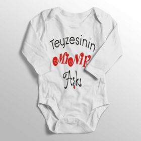 Unisex Bebek Beyaz Teyzesinin Minik Aşkı Baskılı Zıbını