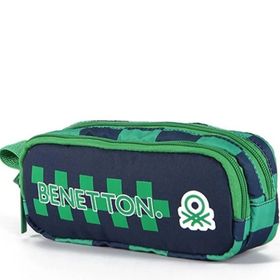 United Colors of Benetton 03776 Çift Bölmeli Yeşil Dama Desenli Kalem Çantası