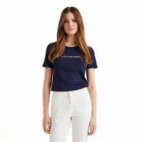 United Colors of Benetton 3GA2E16A2 Schwarz Nero 100 Kadın T-Shirt