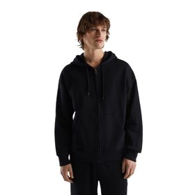 United Colors of Benetton 3J68U5001 Siyah Kapüşonlu Fermuarlı Erkek Sweatshirt