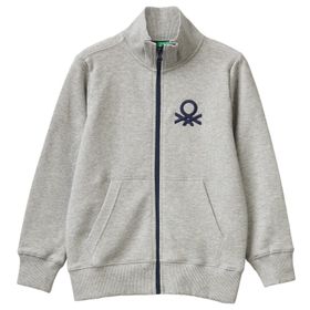 United Colors of Benetton 3J70G500S Gri Melanj Logolu Erkek Çocuk Sweatshirt