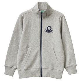 United Colors of Benetton 3J70G500S Gri Melanj Logolu Erkek Çocuk Sweatshirt