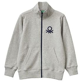United Colors of Benetton 3J70G500S Gri Melanj Logolu Erkek Çocuk Sweatshirt