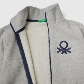 United Colors of Benetton 3J70G500S Gri Melanj Logolu Erkek Çocuk Sweatshirt
