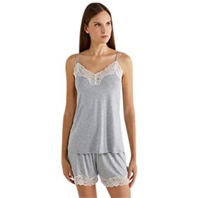United Colors of Benetton 3U113H235 Siyah XS Dantel Detaylı Askılı Viskon Kadın Pijama Üstü