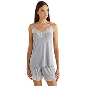 United Colors of Benetton 3U113H235 Siyah XS Dantel Detaylı Askılı Viskon Kadın Pijama Üstü