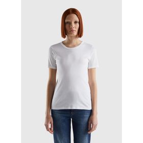 United Colors of Benetton Bisiklet Yaka Kısa Kollu Basic Beyaz Kadın T-Shirt