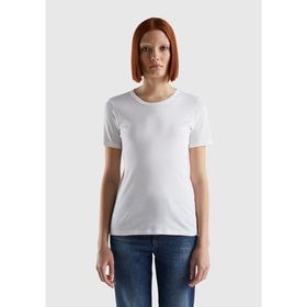 United Colors of Benetton Bisiklet Yaka Kısa Kollu Basic Beyaz Kadın T-Shirt