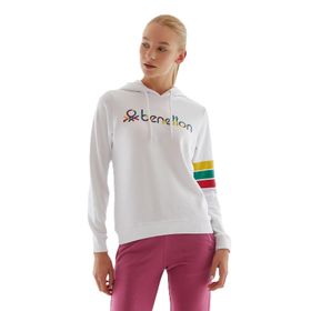 United Colors of Benetton BNT-W20694 Beyaz Kapüşonlu Kadın Sweatshirt